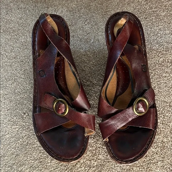 Born Brown Leather Platform Shoes - Picture 2 of 7